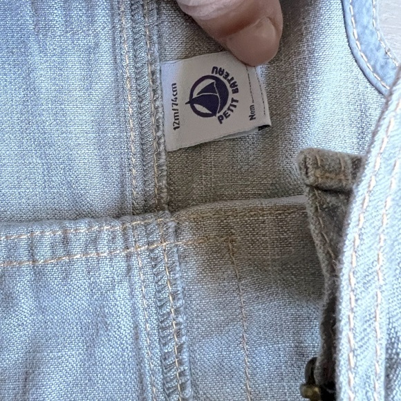 Petit Bateau short denim overalls size 12 months - Picture 4 of 4